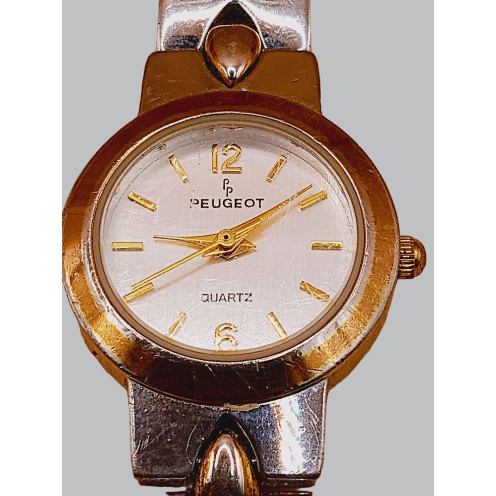 Peugeot 746 Watch Women's Silver And Gold Tone Bracelet WORKING Vintage Watch